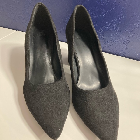 Halston Black Suede Kinshasa Pointed Chunky Heels (US 10) - Picture 4 of 10